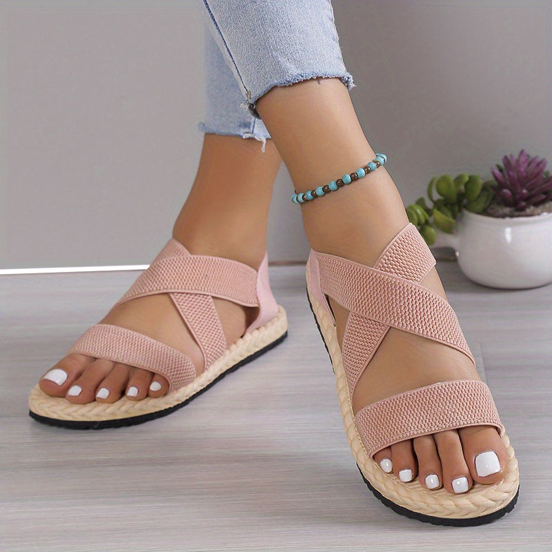 Women Casual Flat Heel Sandals Ankle Strap Slip-On Summer Beach Shoes
