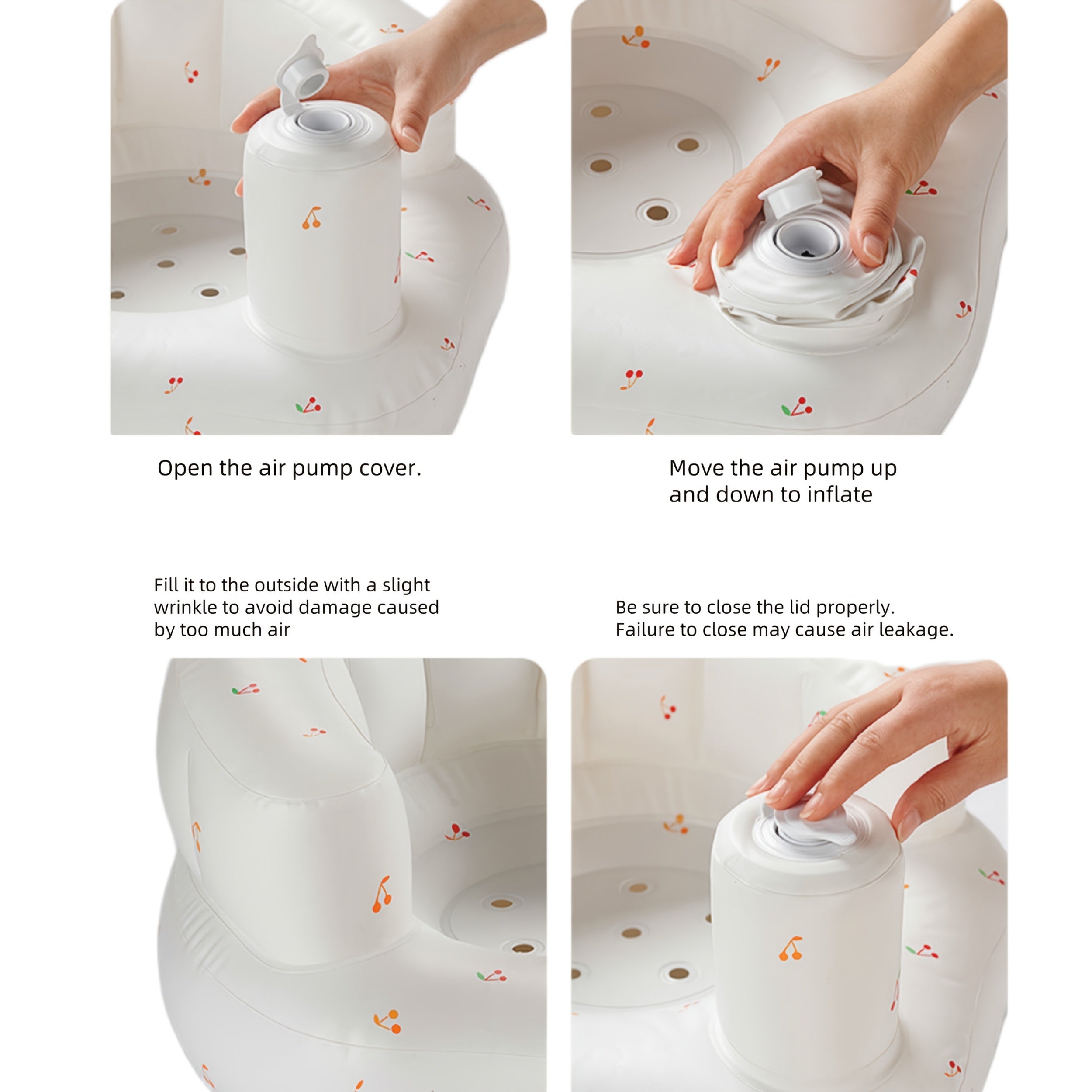 Inflatable Infant Seat for 3-36 Months with Built-In Air Pump and Back Support