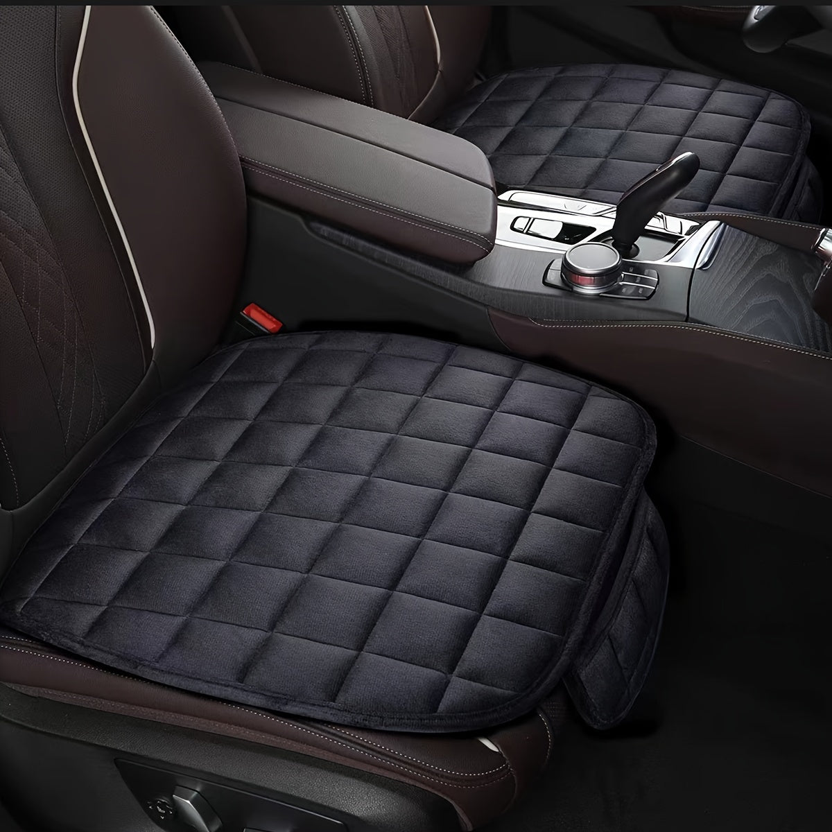 Almohadilla de asiento para coche de felpa, sin respaldo, antideslizante, para otoño e invierno, asiento cálido
