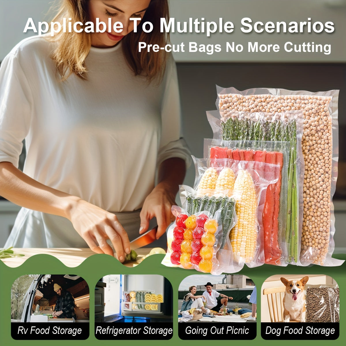 BPA-Free Food Vacuum Sealer Bags for Food Preservation, Multiple Sizes