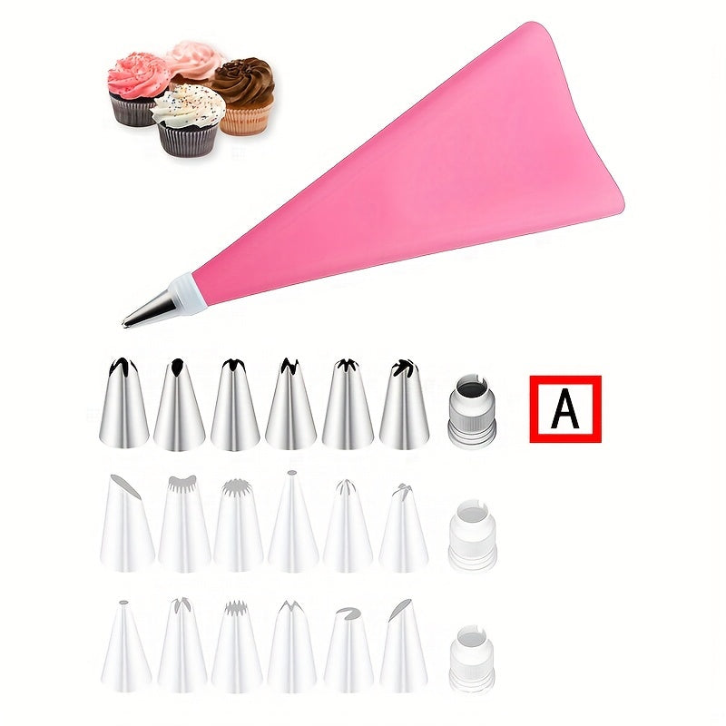 Set of 8 or 16 Silicone Pastry Bag Tips for Cake Icing and Piping Reusable Decorating Tools