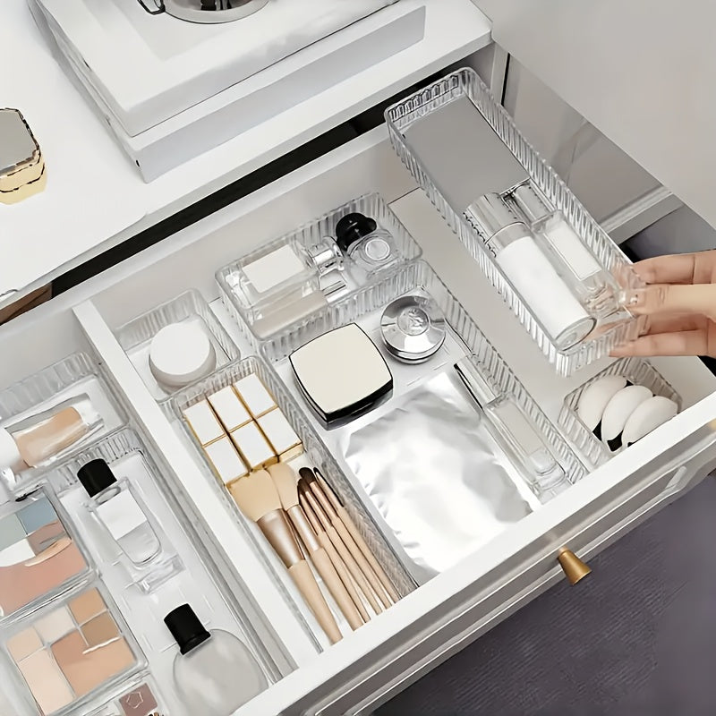 Conjunto de organizadores de almacenamiento de agua transparente de acrílico en 3, 7 u 8 piezas para almacenamiento de cosméticos y artículos de tocador