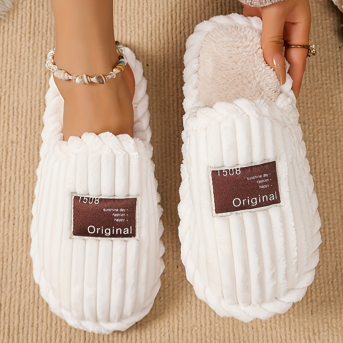Unisex Indoor Slippers Soft Fabric Non-Slip All-Season House Shoes