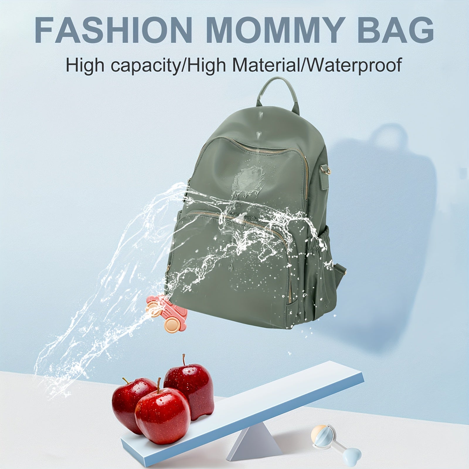 Large Capacity Waterproof Diaper Bag Backpack for New Moms with Insulated Bottle Pockets and Laptop Compartment