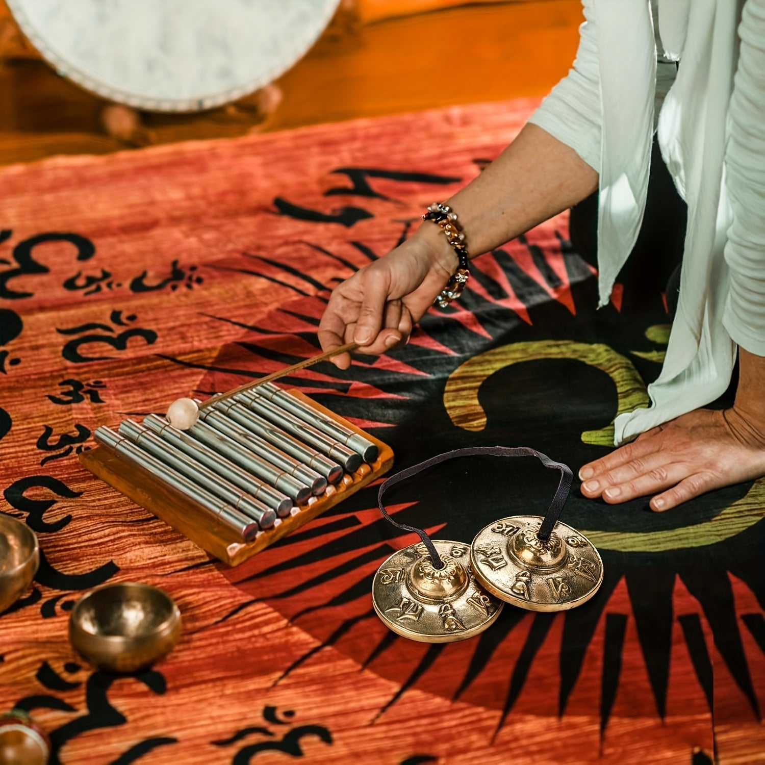 Conjunto de campanas de meditación tibetanas hechas a mano para la atención plena, sanación de chakras, alivio del estrés, yoga, bronce