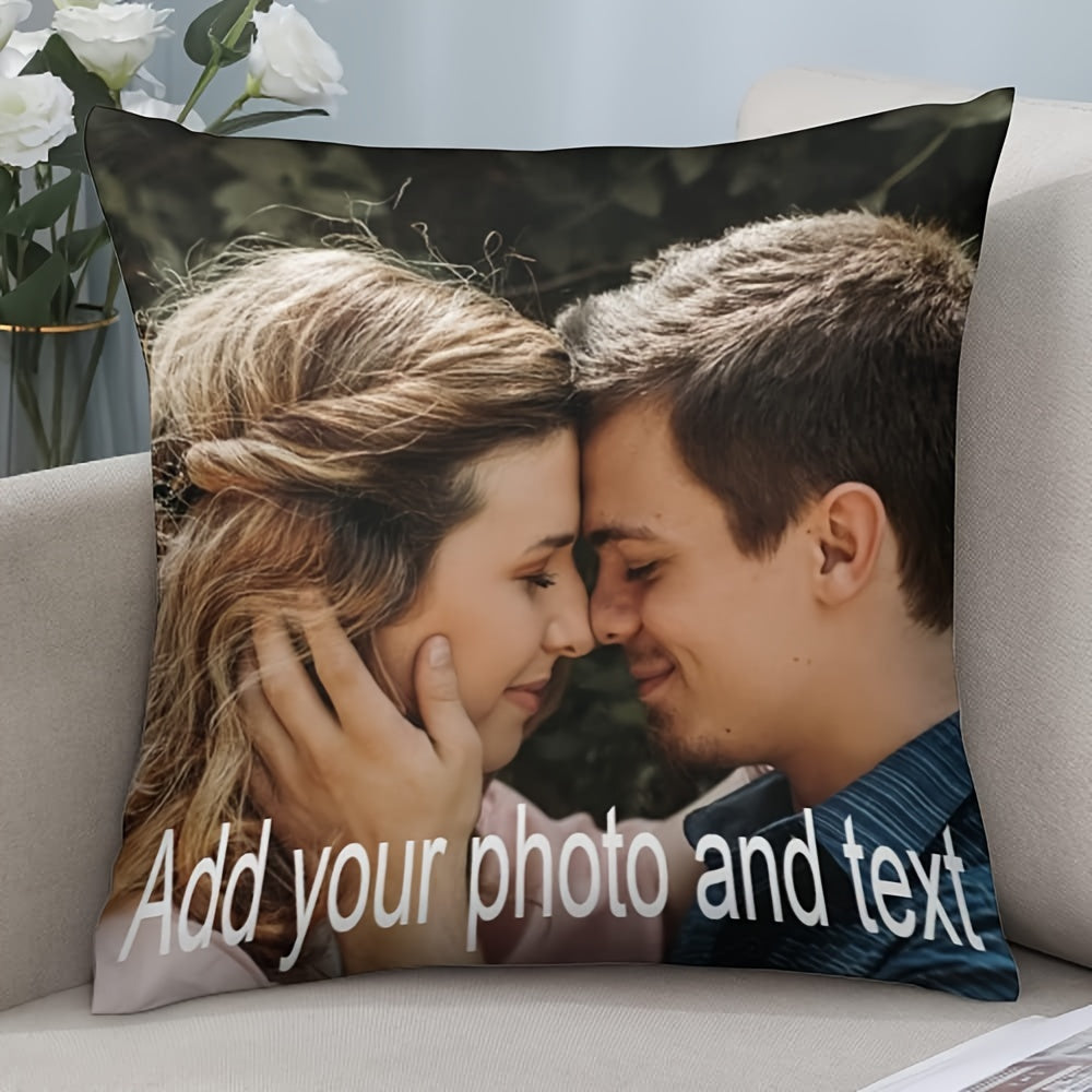 Funda de almohada personalizada con foto 45.72x45.72 cm, funda de almohada de tejido a mano personalizable de poliéster para parejas, padres, amigos