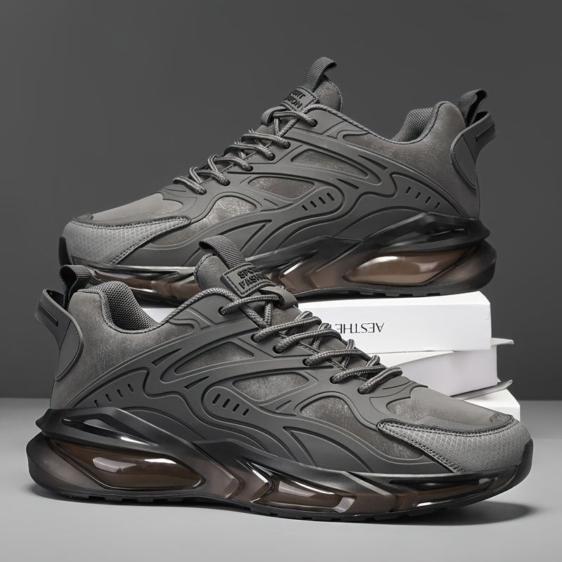 Men's Breathable Casual Athletic Sneakers Rubber Non-Slip Sole Lace-Up Chunky Style All-Season