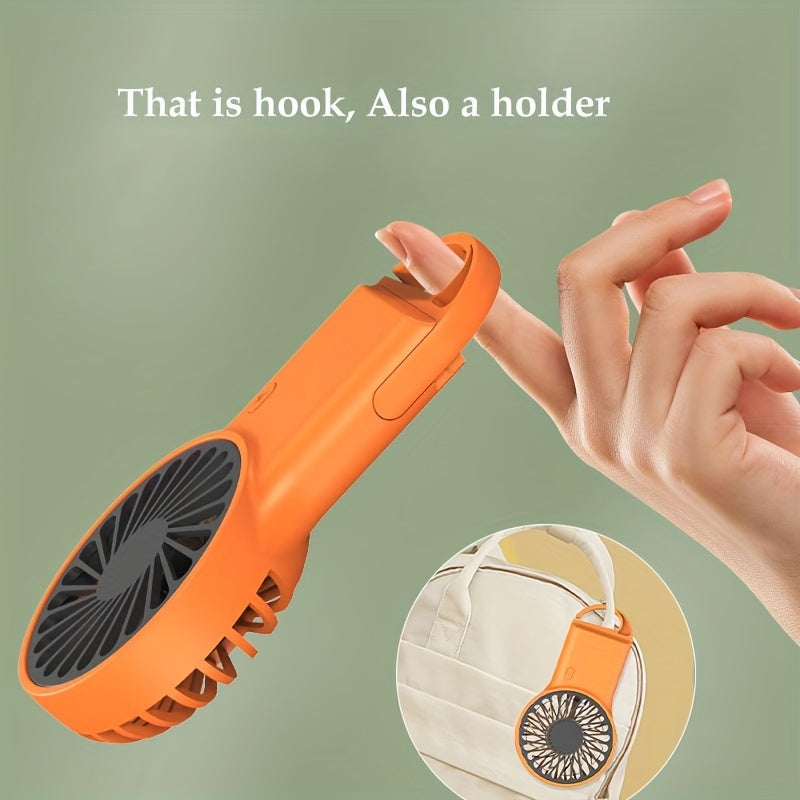Mini USB Rechargeable Portable Fan with Carabiner Clip for Travel and Outdoor Use