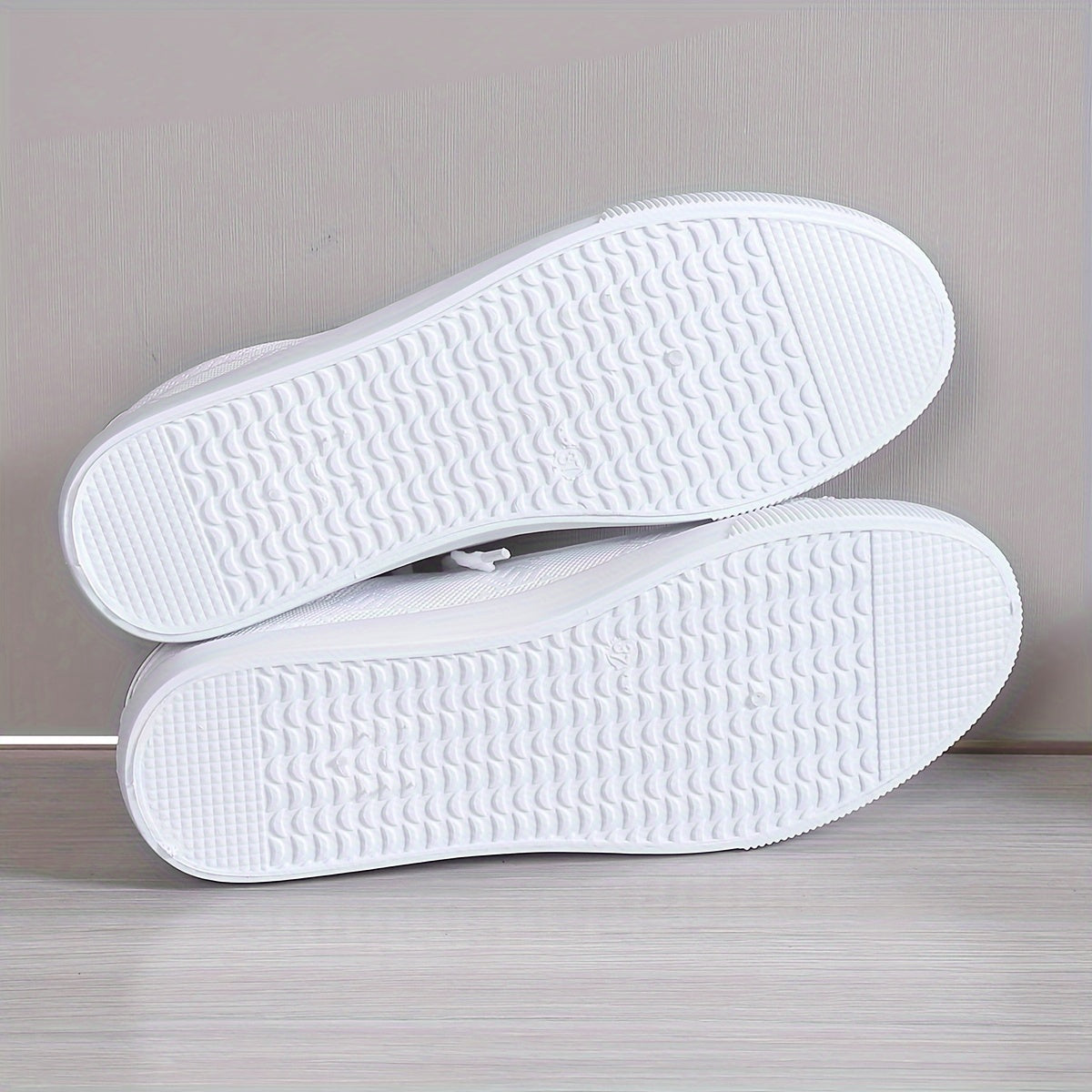 Women's White Slip-On Sneakers with Rubber Sole for Casual All-Season Wear