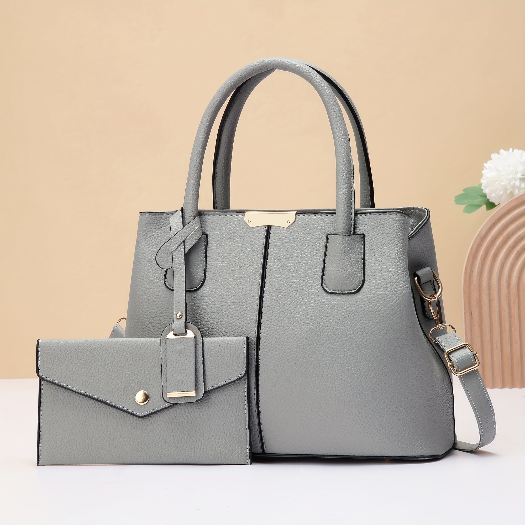 Women's Black PU Shoulder Bag Crossbody Elegant Gift Set for Mother's Day