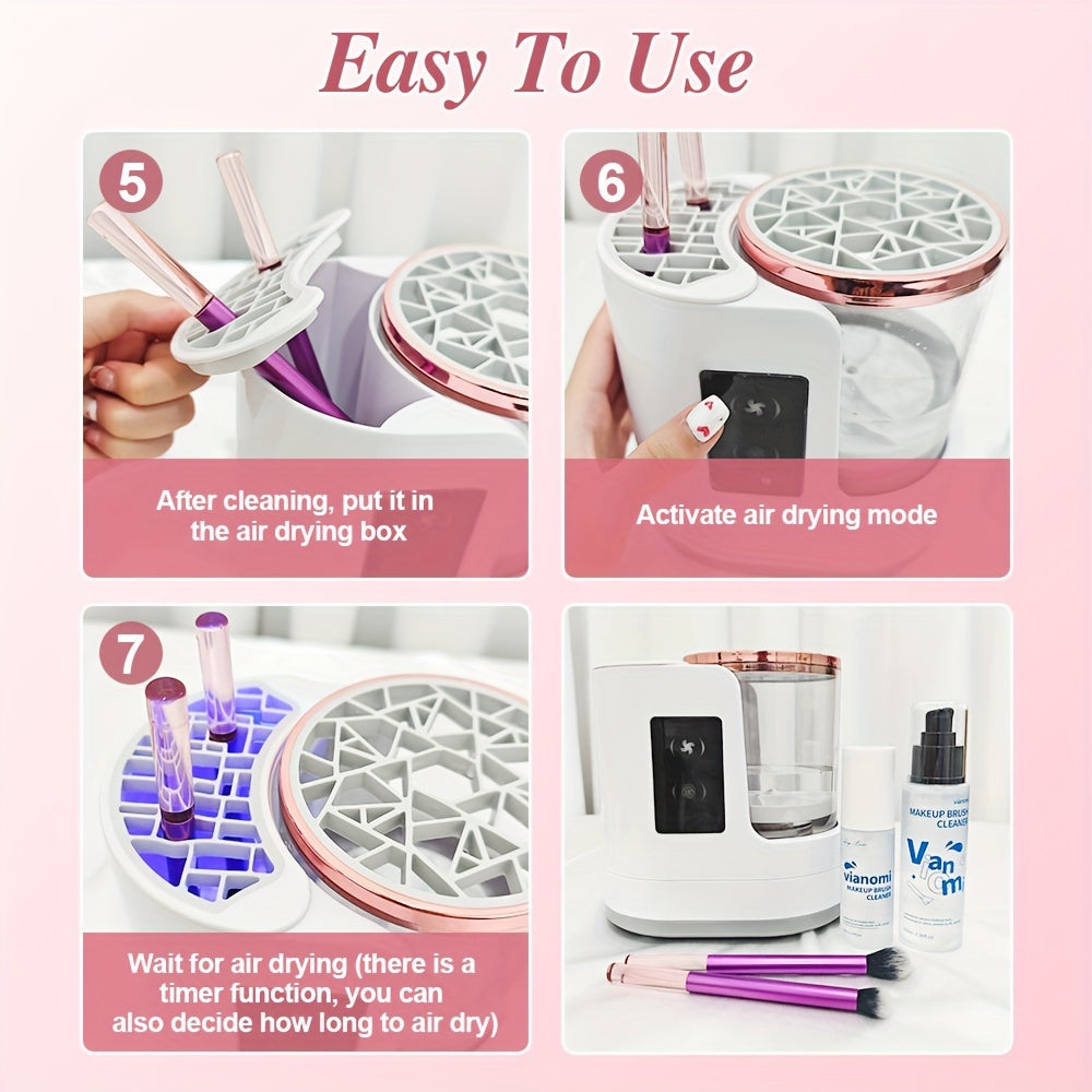 Electric Makeup Brush Cleaner Kit with UV Light Timer and Air-Dry Function