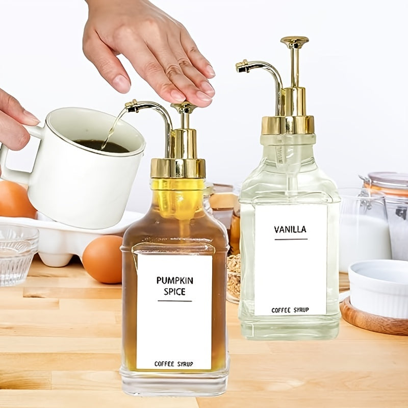 2 Pack 500ml Square Glass Dispenser Bottles for Syrup Milk Tea Soap White