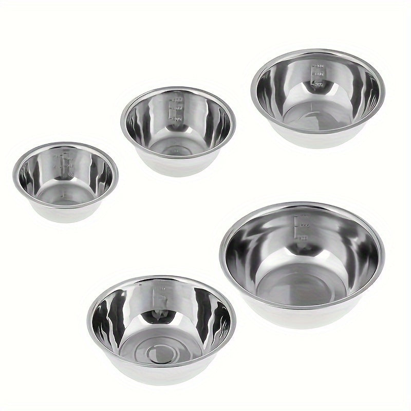 Set of 3 Stainless Steel Mixing Bowls with Scales for Cooking Baking and Meal Prep