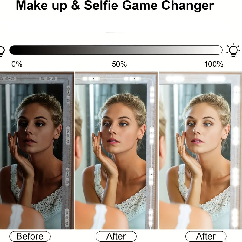 LED Vanity Lights Kit with Dimmable USB-Powered 6 or 42 LEDs for Mirror Lighting