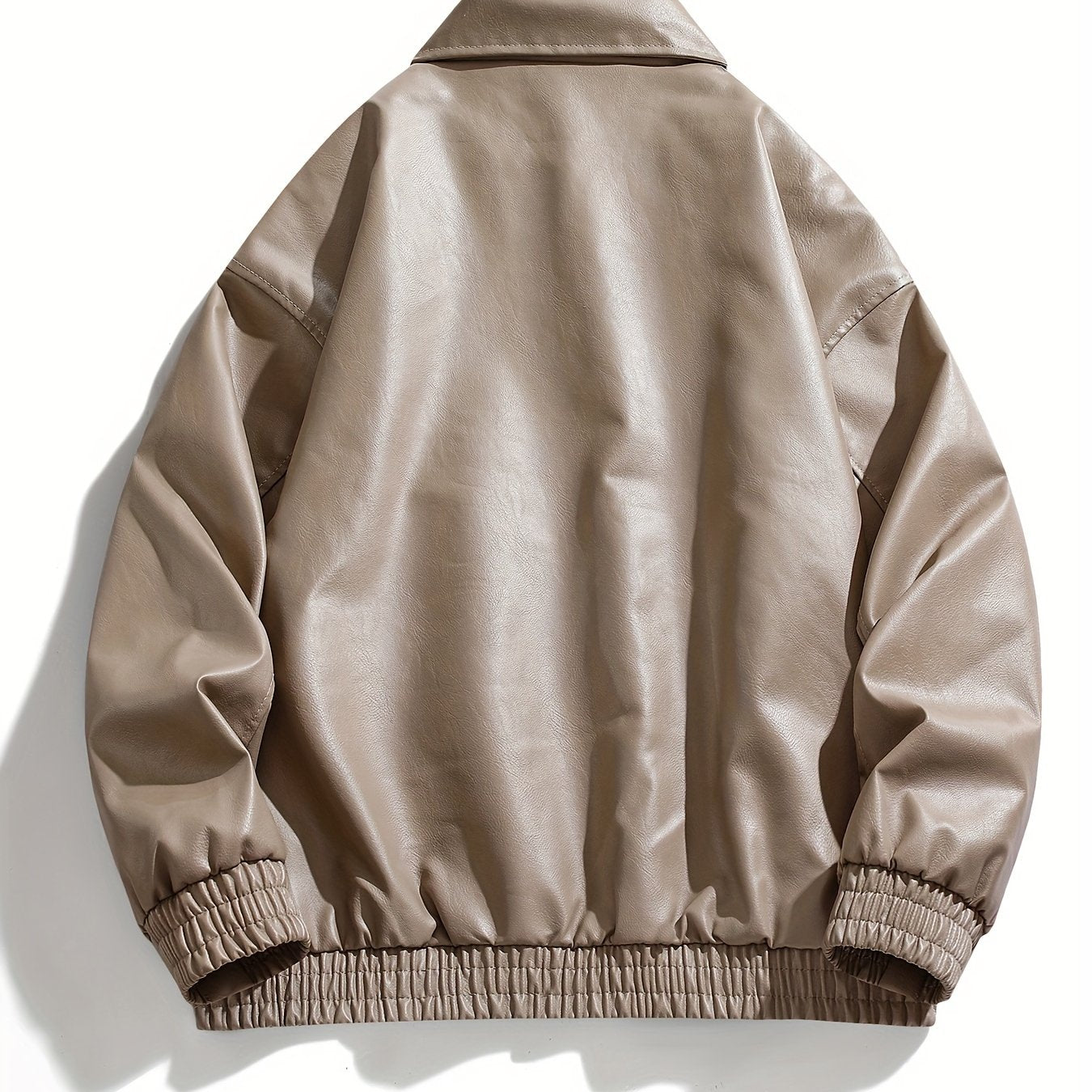 Chaqueta casual de cuero PU para hombre con cremallera, ropa de calle para primavera y otoño