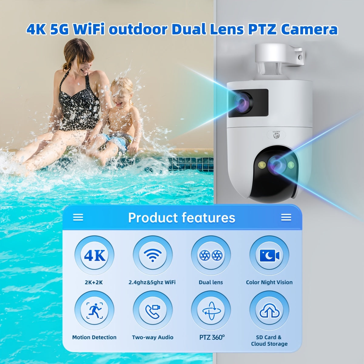 1080p HD Dual Band WiFi Indoor Security Camera Night Vision App Control Compatible with Smartphones and Apple HomeKit