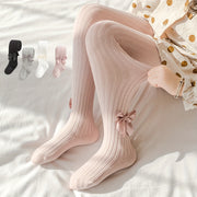 Girls' Ribbed Knit Leggings Socks with Bow Knot for Dance and Casual Wear in Multiple Colors