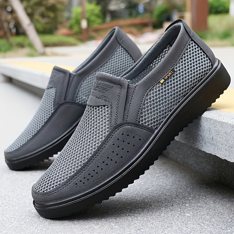 Men's Breathable Mesh Slip-On Sneakers Non-Slip MD Sole Brown Casual Sports Shoes
