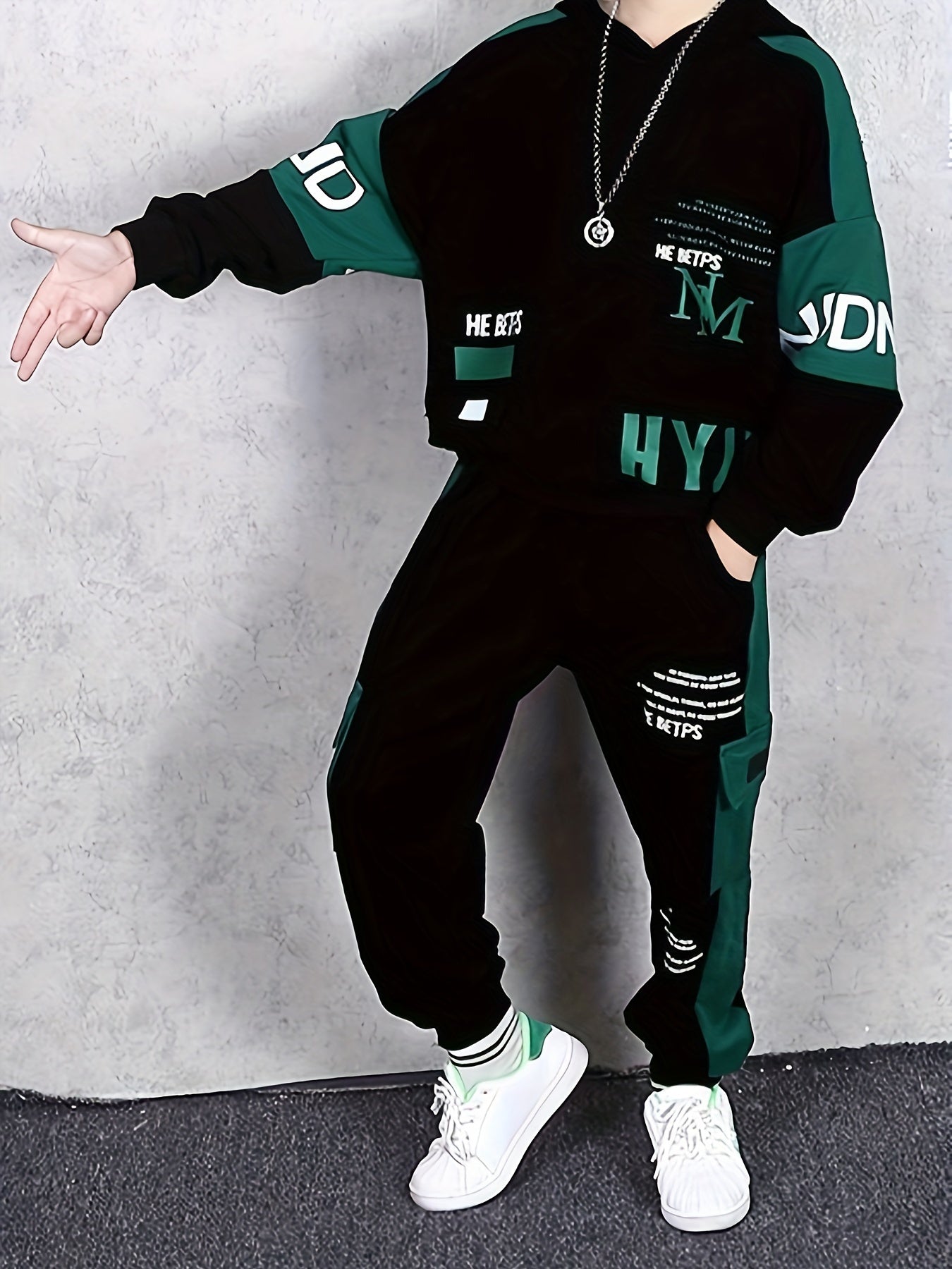 Детский комплект худи для мальчиков осень 2024 хлопковая смесь уличная одежда повседневная спортивная