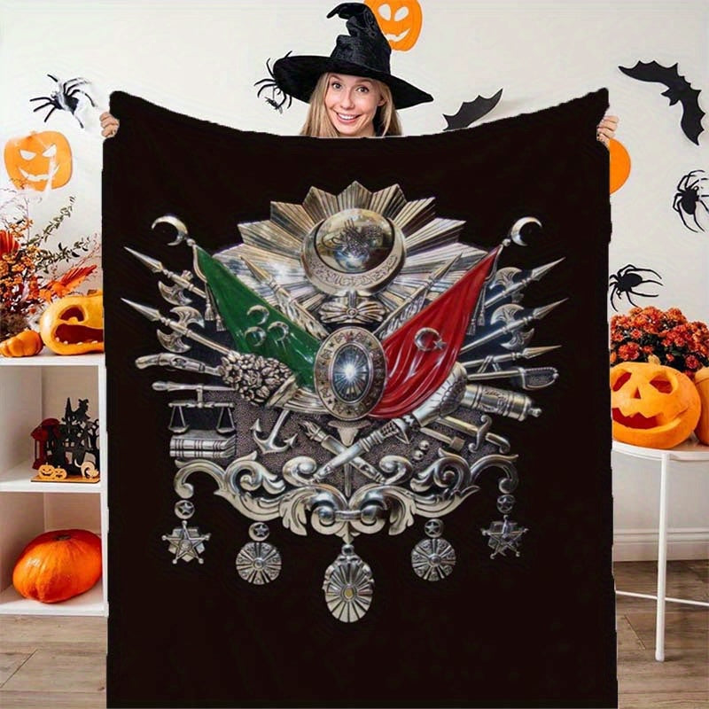 Плед из фланели с цифровым принтом в стиле аниме, герб Османской империи для дома, офиса, автомобиля, кемпинга