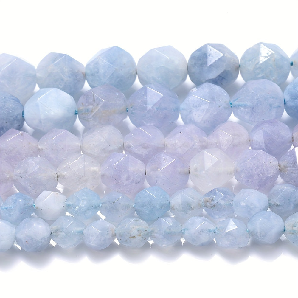 Faceted Natural Aquamarine Beads 6/8/10mm for Jewelry Making and Accessories