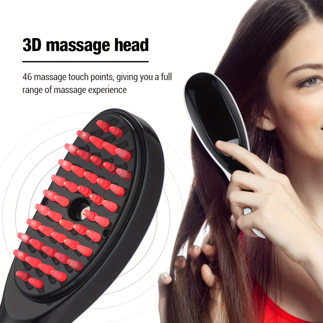 USB Rechargeable Hair Massage Comb with Vibration and Negative Ion Spray for Hair Care