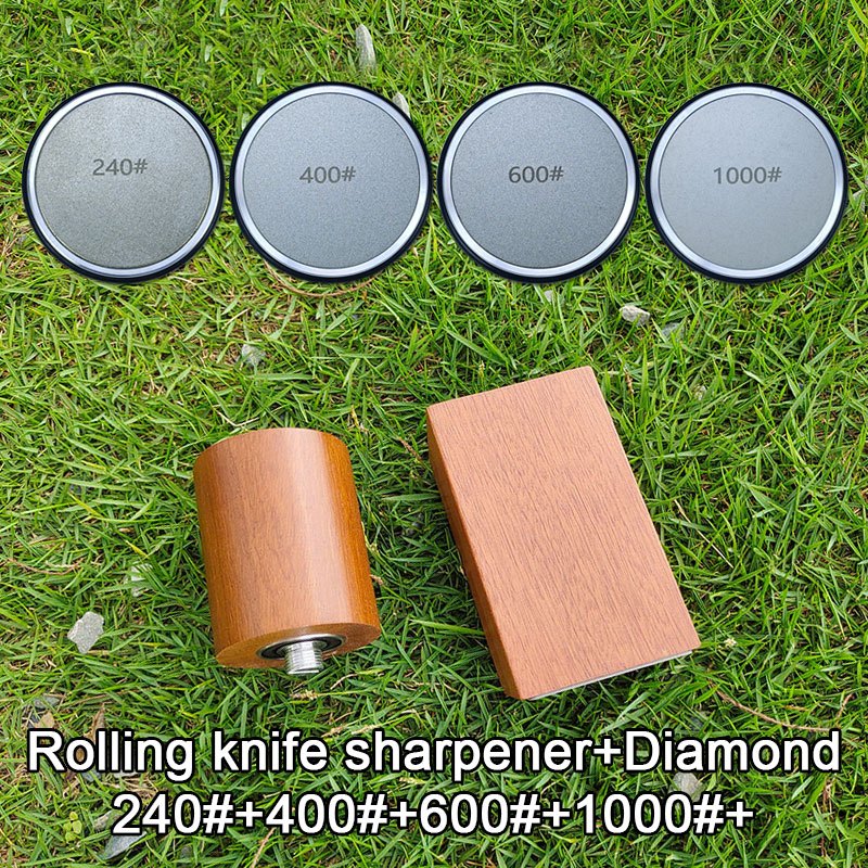 User-friendly rolling knife sharpener kit with dual angle sharpening corundum stone metal construction