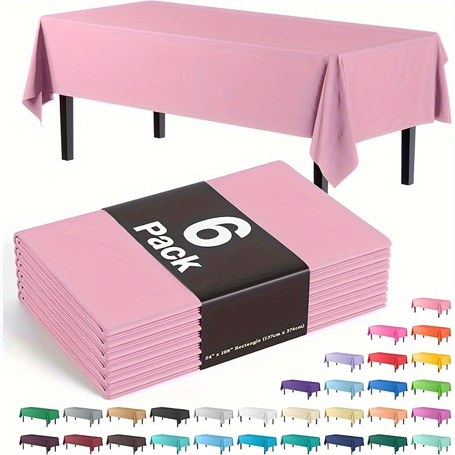 6 Pack Disposable Rectangle Plastic Table Covers 137x274 cm for Indoor Outdoor Events