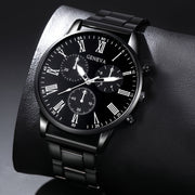 Men's Casual Quartz Watch with Leather Strap and Analog Display