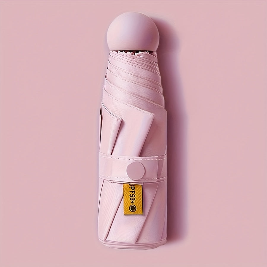 Women's Compact 5-Fold Umbrella Sun-Resistant Fabric 6-Rib Manual Open Plastic Handle