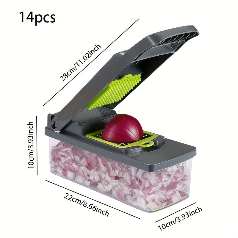 Kitchen Slicer Set 14/16 Pieces Manual Vegetable Cutter Dicer Shredder Plastic