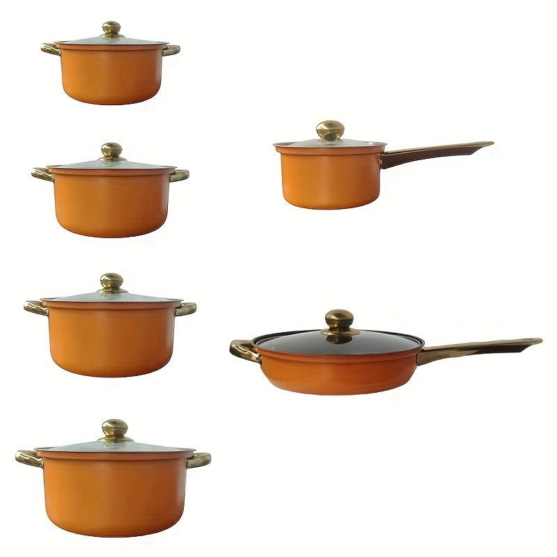 Durable Stainless Steel Cookware Set with Non-Stick Soup Pot Frying Pan