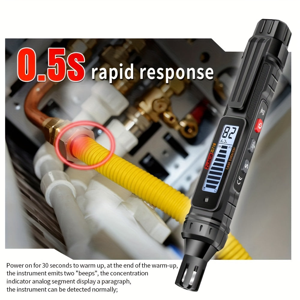 Gas Leak Detector with Buzzer Alarm and PPM Analyzer for Combustible Gases