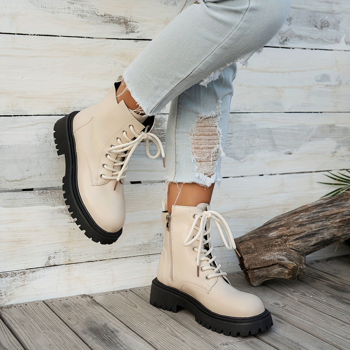 Women's White Ankle Boots Comfortable Casual Footwear