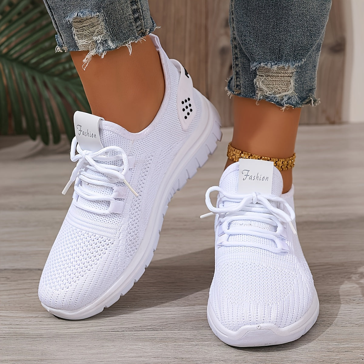 Women's Breathable Knit Sneakers Non-Slip Lightweight Casual Walking Shoes