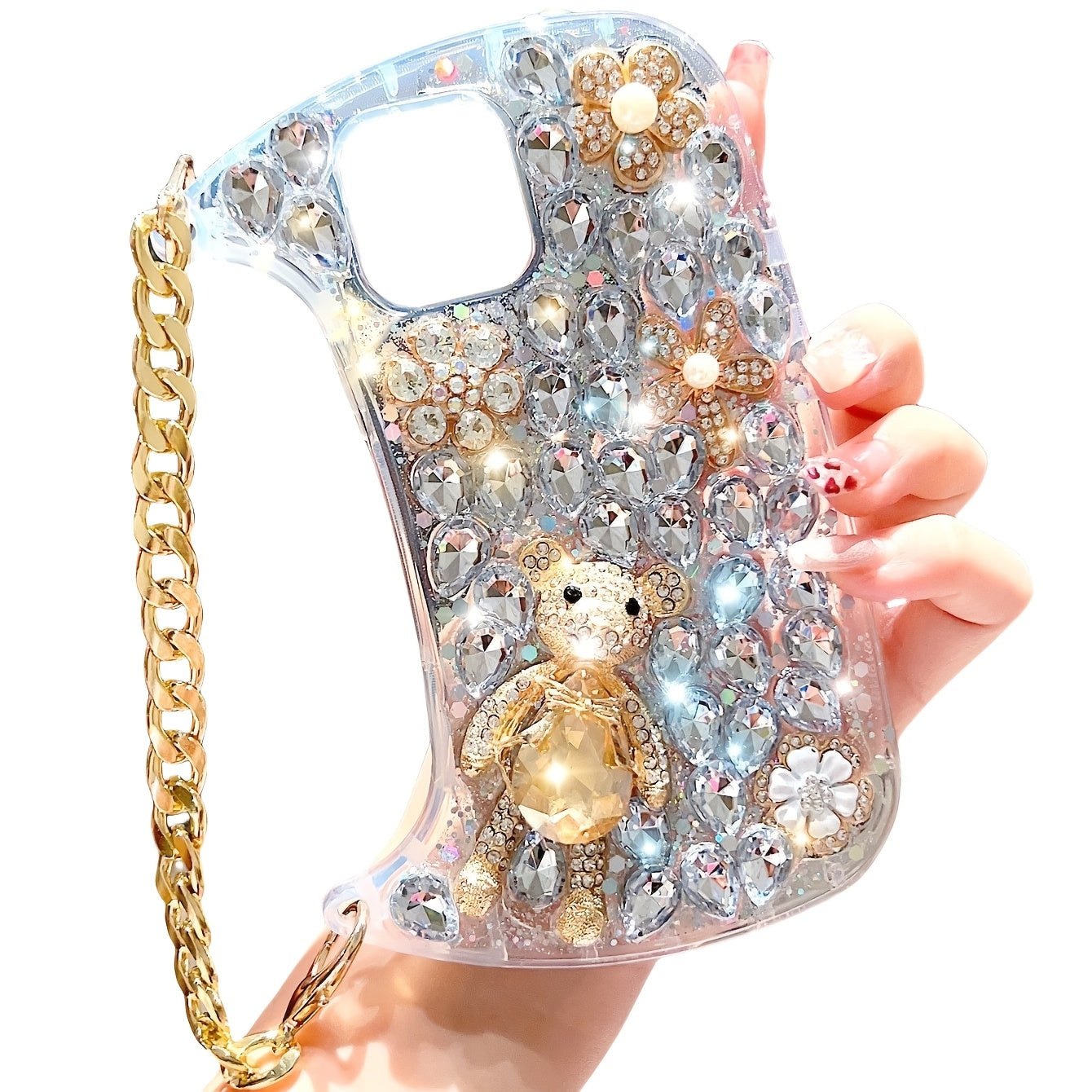 Luxury Transparent TPU Phone Case with Wrist Chain for iPhone Models