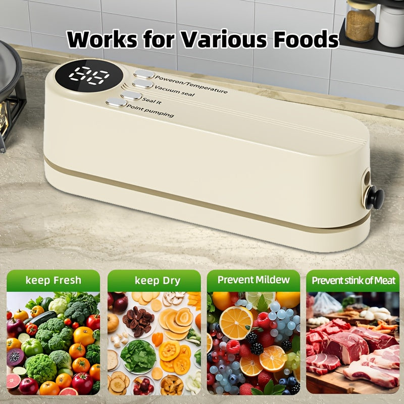 Sayohat uchun ikki funksiyali qo‘l bilan ishlovchi oziq-ovqat vakuum yopishtiruvchi, USB orqali qayta zaryadlanadigan 2400mAh batareya bilan