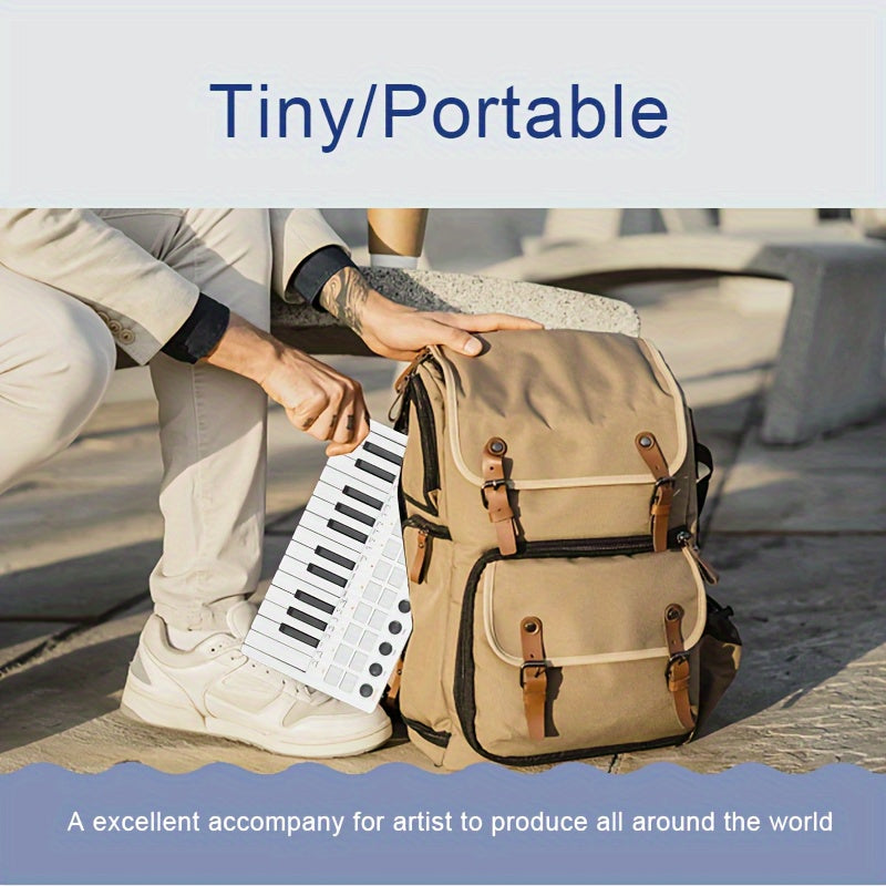 Teclado MIDI inalámbrico con 25 teclas, retroiluminación RGB, codificadores, tira táctil, alimentado por batería