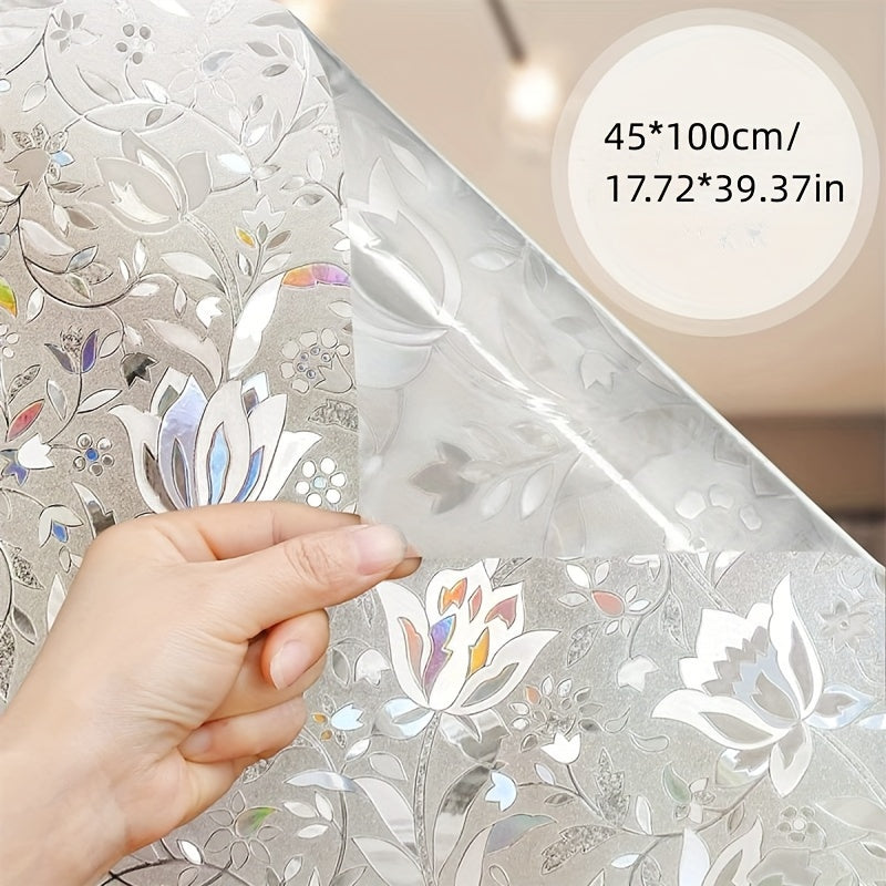 Película de privacidad para ventanas con diseño de tulipán, instalación fácil, adhesivo transparente opaco para vidrio