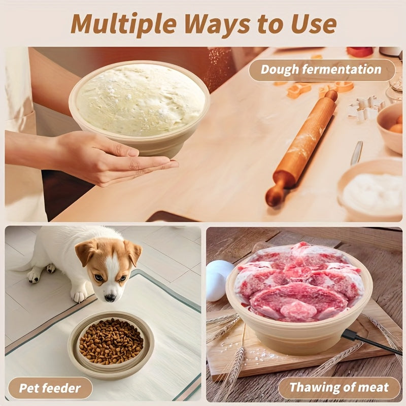 Cuenco de fermentación de silicona con control de temperatura y calefacción USB para pan y pasteles