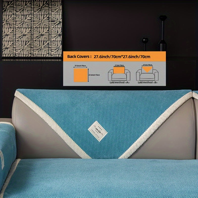 Hozirgi zamonaviy plush divan qopqog'i, barcha fasllar uchun korduroy chekkali