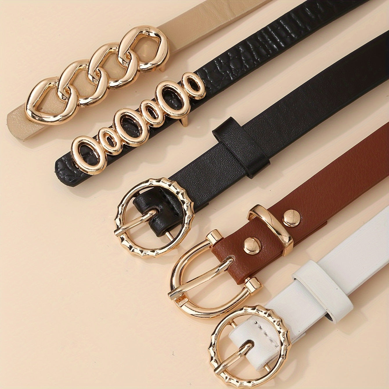 Women's Denim Skirt with Chain Buckle and Thin Belt Five-Pack for Daily Wear