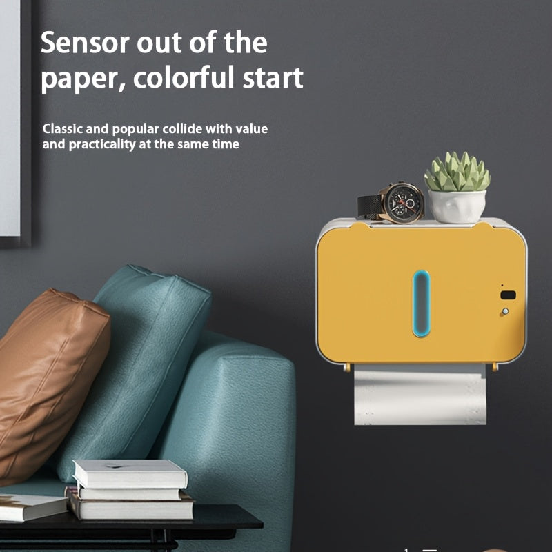 Automatic Quiet Paper Dispenser with Motion Sensor USB Charging No-Drill Bathroom Tissue Holder