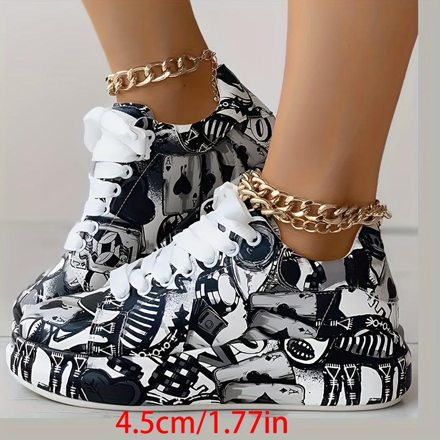 Women's Breathable Low-Top Lace-Up Sneakers with Rubber Sole Casual Shoes