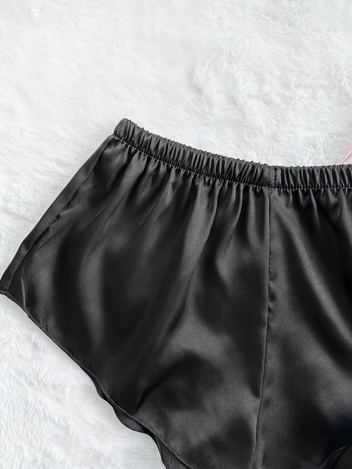 Women's Satin Pajama Set 2 Pieces Solid Color Summer Nightwear Backless Cami Top Shorts