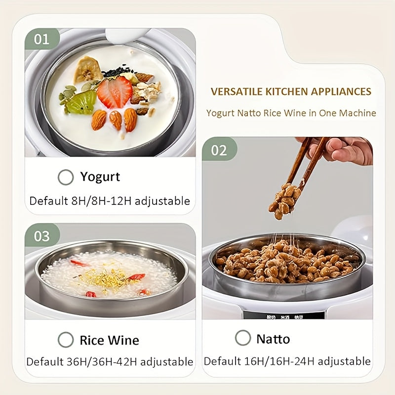 Автоматический йогуртница с пробиотическим йогуртом 1,2 л с таймером, контролем температуры, 5 стеклянных банок