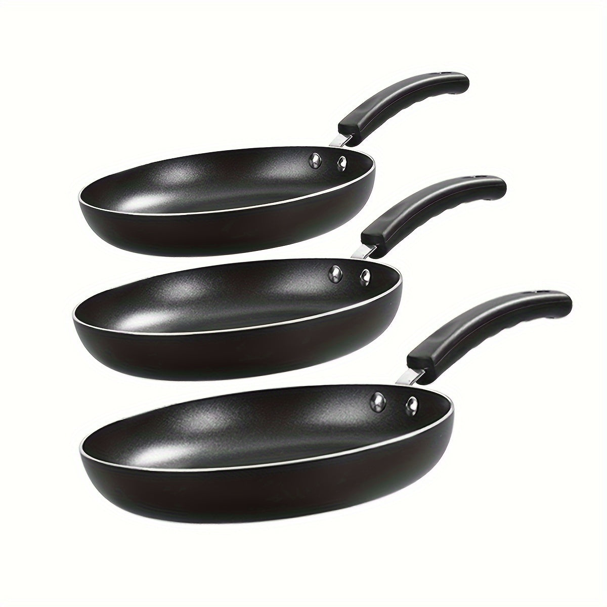 Set of 3 Nonstick Induction Frying Pans 20cm 24cm 28cm for Eggs and Omelettes