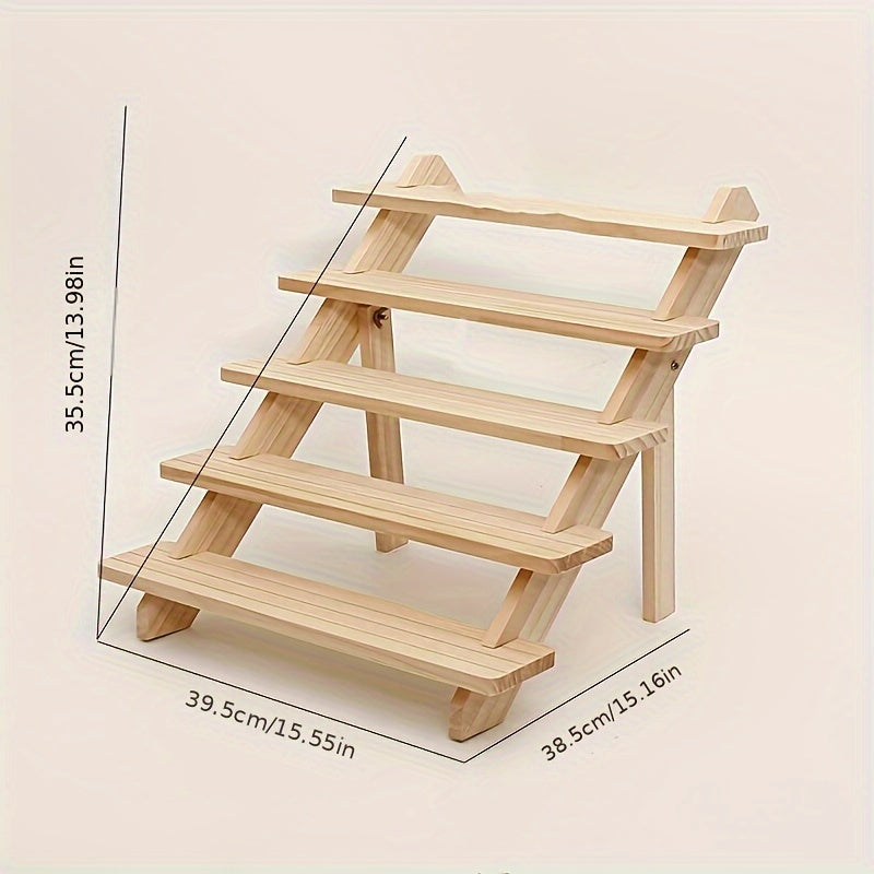 Wooden Multi-Layer Jewelry Organizer Stand with Multiple Steps for Storage