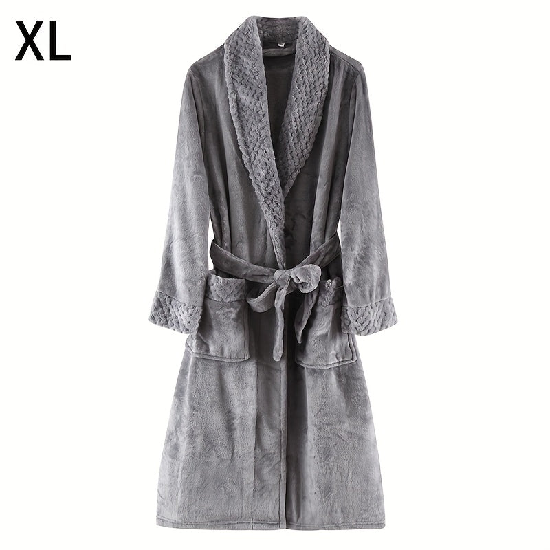 Unisex Flannel Bathrobe for Autumn Winter Cozy Nightwear Home