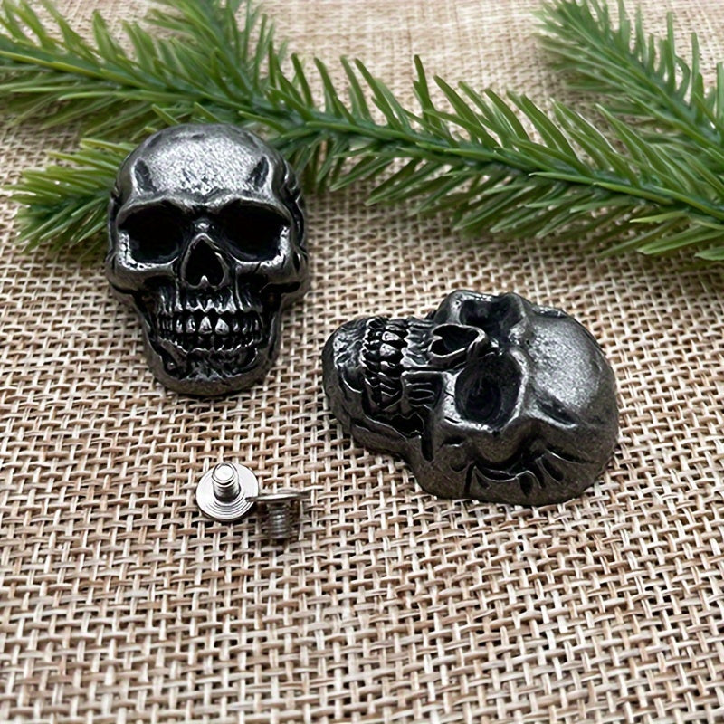 Set de hebillas de calavera de cuero para bolsos y accesorios de cuero DIY, 2 piezas